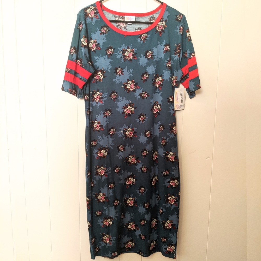 NWT LuLaRoe Teal Floral Large Julia Dress